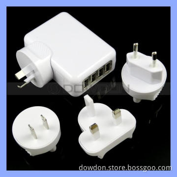 Travel Power Charger EU/Us/UK/Au Plug 4 Port USB